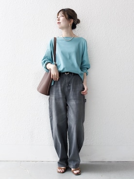 「VELETTO（ベレット）のVELETTO: ポシェット付き 3WAY ワンハンドル バケツ ショルダー バッグ（ショルダーバッグ）」を使った、藤原さん（レディース・162cm）の夏コーディネート