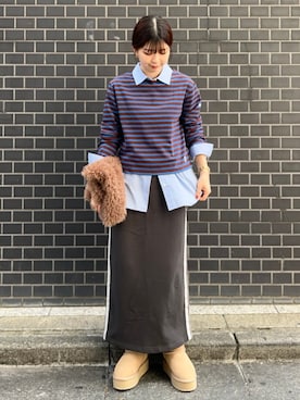 「emu（エミュ）のアイテム」を使った、藤原さん（レディース・162cm）の秋コーディネート