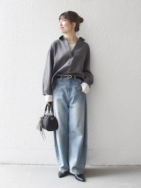 「アイテム（キーケース/キーアクセサリー）」を使った、藤原さん（レディース・162cm）の秋コーディネート