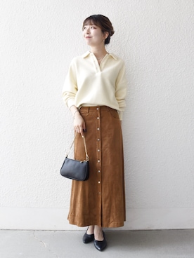 「Aラインスカート」｜藤原さん（レディース・162cm）の秋コーディネート