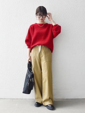 「イエベ春」｜藤原さん（レディース・162cm）の秋コーディネート