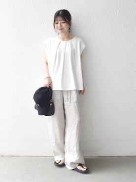 「VARZAR（バザール）のアイテム」を使った、藤原さん（レディース・162cm）の夏コーディネート