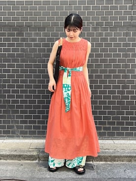 「ベルトサンダル」｜藤原さん（レディース・162cm）の夏コーディネート
