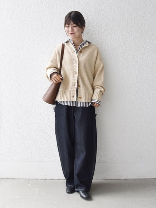 SHIPS any:〈手洗い可能〉ステッチ デザイン ルーズ ニット