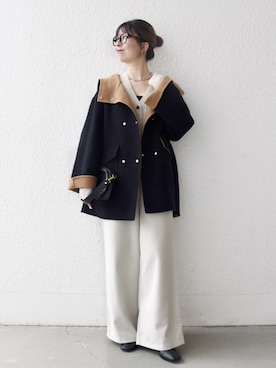 「Vネック」｜藤原さん（レディース・162cm）の秋コーディネート