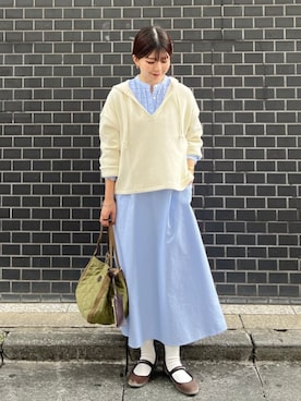 「シップス」｜「アイテム（シャツワンピース）」を使った、藤原さん（レディース・162cm）の秋コーディネート