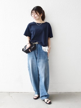 「EBLOUNA（エブローナ）のアイテム」を使った、藤原さん（レディース・162cm）の夏コーディネート