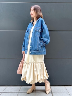 「24SS春の新作」｜「アイテム（デニムジャケット）」を使った、KANAさん（レディース・162cm）の春コーディネート