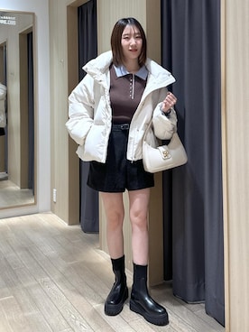 「ニット/セーター」｜「アイテム（ジャケット/アウター）」を使った、KANAさん（レディース・162cm）の冬コーディネート