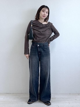 「VIS（ビス）のアイテム（デニムパンツ）」を使った、KANAさん（レディース・162cm）の秋コーディネート