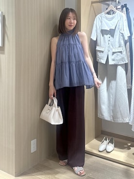 「VIS（ビス）の【新色追加】美easyリネンライクワイドパンツ/イージーケア・接触冷感・セットアップ対応（その他パンツ）」を使った、KANAさん（レディース・162cm）の夏コーディネート