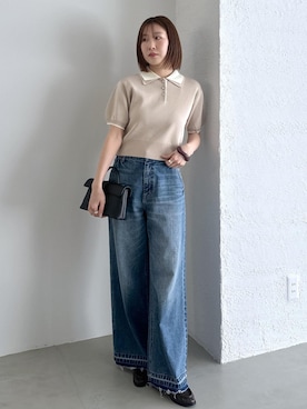 「VIS（ビス）のひねり金具ワンハンドルミニショルダーバッグ/2WAY,WEB限定カラーあり（ショルダーバッグ、ブラック系）」を使った、KANAさん（レディース・162cm）の春コーディネート