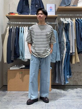 「GEVACO（ゲバコ）のアイテム（Tシャツ/カットソー）」を使った、はるきさん（メンズ・175cm）の夏コーディネート