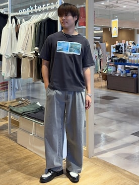 「CIAOPANIC TYPY（チャオパニックティピー）の【ユニセックス】VINTAGEアソートフォトプリントTシャツ（Tシャツ/カットソー、グレー系）」を使った、はるさん（メンズ・175cm）の夏コーディネート