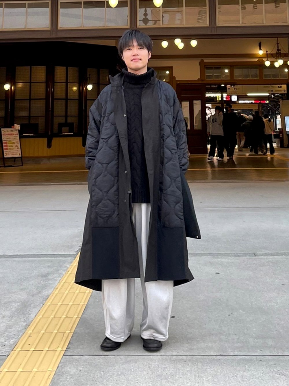 etsinta エシンタ モッズコート切替え コート ブラック×ネイビー etsinta エシンタ モッズコート切替え コート ブラック×ネイビー