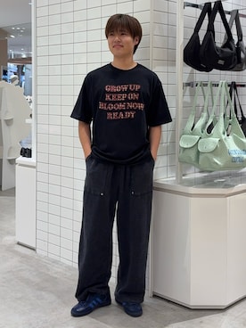 「CIAOPANIC TYPY（チャオパニックティピー）の【UNISEX】アソート柄アップリケTEE（Tシャツ/カットソー、ブラック系）」を使った、はるさん（メンズ・175cm）の春コーディネート
