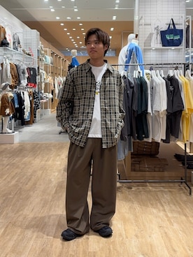 「CIAOPANIC TYPY（チャオパニックティピー）の【UNISEX】モール混長袖チェックシャツ（シャツ/ブラウス）」を使った、はるきさん（メンズ・175cm）の秋コーディネート