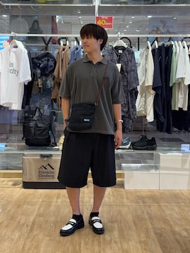 「CIAOPANIC TYPY（チャオパニックティピー）の【UNISEX】ピグメント加工メッシュポロ（ポロシャツ、グレー系）」を使った、はるさん（メンズ・175cm）の夏コーディネート