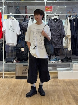 「CIAOPANIC TYPY（チャオパニックティピー）の【UNISEX】アソート落書きBIGロゴTEE（Tシャツ/カットソー、ホワイト系）」を使った、はるさん（メンズ・175cm）の夏コーディネート