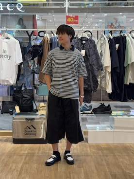 「GEVACO（ゲバコ）の【GEVACO/ゲバコ】半袖カノコポロシャツ（ポロシャツ、グレー系）」を使った、はるさん（メンズ・175cm）の夏コーディネート