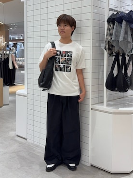 「CIAOPANIC TYPY（チャオパニックティピー）の【UNISEX】【プラスサイズあり】フラワーコレクションTEE（Tシャツ/カットソー、ホワイト系）」を使った、はるさん（メンズ・175cm）の春コーディネート