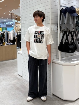 「CIAOPANIC TYPY（チャオパニックティピー）の【UNISEX】【プラスサイズあり】フラワーコレクションTEE（Tシャツ/カットソー、ホワイト系）」を使った、はるさん（メンズ・175cm）の春コーディネート