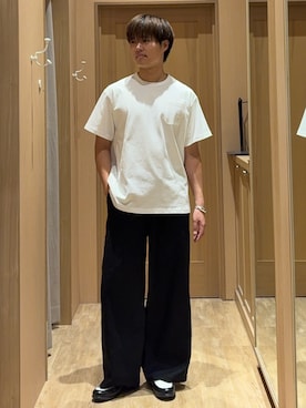 「GEVACO（ゲバコ）の【GEVACO/ゲバコ】コットンリネンイージーパンツ（その他パンツ、ブラック系）」を使った、はるさん（メンズ・175cm）の夏コーディネート