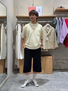 「CIAOPANIC TYPY（チャオパニックティピー）の【UNISEX】バックチェックポケットハーフパンツ（その他パンツ）」を使った、はるきさん（メンズ・175cm）の夏コーディネート