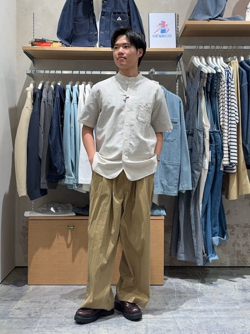 【GEVACO】綿麻バンドカラーシャツ