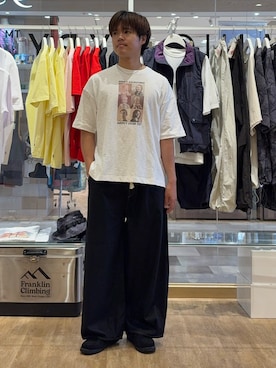 「CIAOPANIC TYPY（チャオパニックティピー）の【ユニセックス】【プラスサイズあり】スラブフォトTee（Tシャツ/カットソー、ホワイト系）」を使った、はるさん（メンズ・175cm）の夏コーディネート