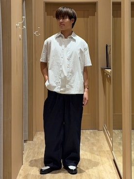 「CIAOPANIC TYPY（チャオパニックティピー）の【UNISEX】アソート柄プリントシャツ（シャツ/ブラウス、ホワイト系）」を使った、はるさん（メンズ・175cm）の夏コーディネート
