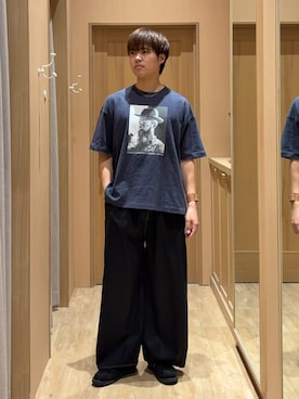 「CIAOPANIC TYPY（チャオパニックティピー）の【ユニセックス】【プラスサイズあり】スラブフォトTee（Tシャツ/カットソー、ブルー系）」を使った、はるさん（メンズ・175cm）の春コーディネート