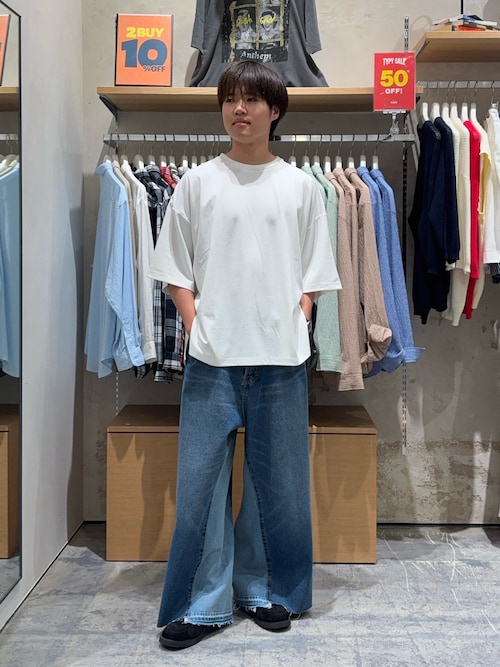 【ユニセックス】ポンチハイカウントサイドスリットビッグシルエットTee