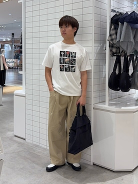 「CIAOPANIC TYPY（チャオパニックティピー）の【UNISEX】【プラスサイズあり】フラワーコレクションTEE（Tシャツ/カットソー、ホワイト系）」を使った、はるさん（メンズ・175cm）の春コーディネート