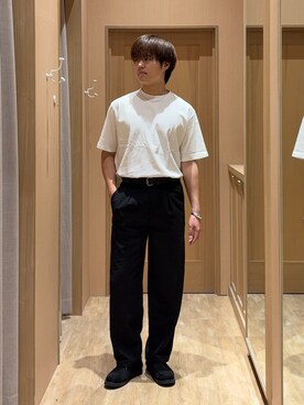 「CIAOPANIC TYPY（チャオパニックティピー）の【ユニセックス】汗染み防止抗菌防臭　半袖TEE（Tシャツ/カットソー）」を使った、はるさん（メンズ・175cm）の夏コーディネート