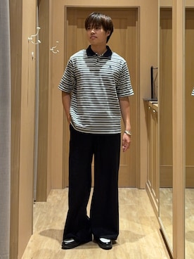 「GEVACO（ゲバコ）の【GEVACO/ゲバコ】コットンリネンイージーパンツ（その他パンツ、ブラック系）」を使った、はるさん（メンズ・175cm）の夏コーディネート