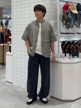 「CIAOPANIC TYPY（チャオパニックティピー）の【UNISEX】ピグメント加工ワッフルイージーパンツ/WEB限定カラーあり（スウェットパンツ、ブラック系）」を使った、はるさん（メンズ・175cm）の夏コーディネート