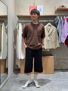 「CIAOPANIC TYPY（チャオパニックティピー）の【UNISEX】バックチェックポケットハーフパンツ（その他パンツ）」を使った、はるきさん（メンズ・175cm）の夏コーディネート