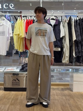 「CIAOPANIC TYPY（チャオパニックティピー）の【ユニセックス】VINTAGEアソートフォトプリントTシャツ（Tシャツ/カットソー、グレー系）」を使った、はるさん（メンズ・175cm）の夏コーディネート