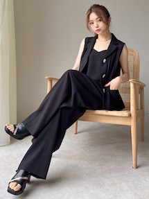ジレセットアップ SMILE ORCHID セットアップ ウェスト紐付きジレ＆ワイドパンツ