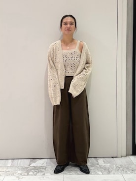 「アイテム（アンサンブル）」を使った、石丸春佳さん（レディース・165cm）の秋コーディネート