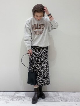 「Ungrid（アングリッド）のスクエアトゥサイドゴアブーツ（ブーツ）」を使った、石丸春佳さん（レディース・165cm）の冬コーディネート