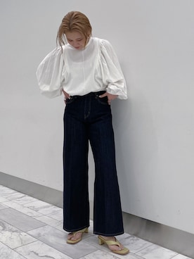 「Ungrid（アングリッド）のショルダータックブラウス（シャツ/ブラウス）」を使った、石丸春佳さん（レディース・165cm）の春コーディネート