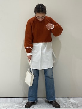 「Ungrid（アングリッド）のスクエアトゥサイドゴアブーツ（ブーツ）」を使った、石丸春佳さん（レディース・165cm）の秋コーディネート