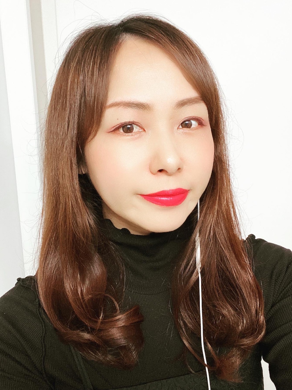 「ESPRIQUEのシフォンマット ルージュ　リップカラー（口紅/リップティント/グロス、レッド系）」を使った、かすみさん（レディース・160cm）の冬コーディネートの1枚目の写真