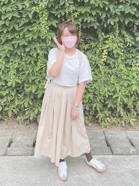 「PAZZO（パッゾ）のアイテム（Tシャツ/カットソー）」を使った、Yvonneさん（レディース・158cm）の夏コーディネート