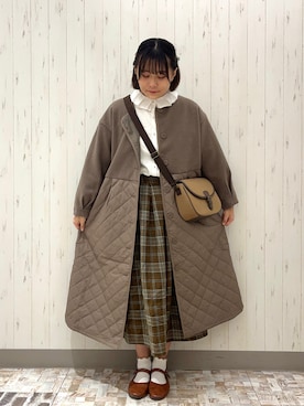 「アイテム（ノーカラーコート）」を使った、Soraさん（レディース・163cm）の秋コーディネート