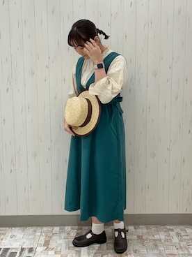 「ehka sopo（エヘカソポ）のアイテム（ジャンパースカート）」を使った、Soraさん（レディース・163cm）の春コーディネート