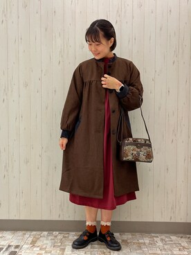 「アイテム（その他アウター、ブラウン系）」を使った、Soraさん（レディース・163cm）の秋コーディネート