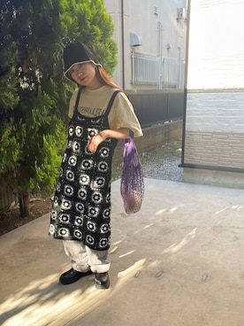 「アイテム（エコバッグ/サブバッグ、パープル系）」を使った、annaさん（レディース・152cm）の夏コーディネート